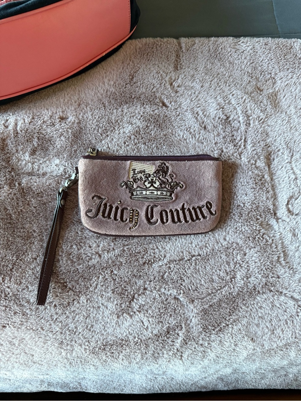 Juicy Couture Purple Velvet Wristlet with Embossed Logo